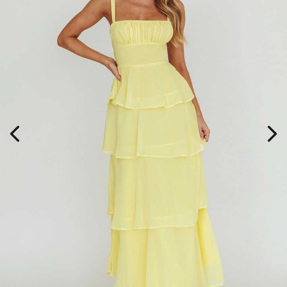 Selfie Leslie Yellow Tiered Sundress Maxi